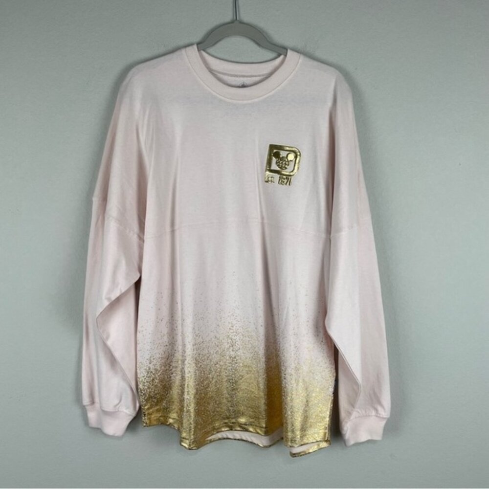 NEW Disney Pink Gold Logo Walt Disney World Spirit Jersey LS Shirt Size Large